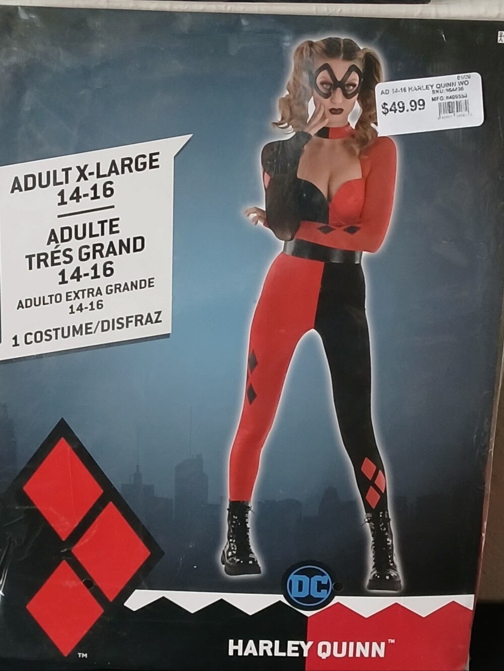 DC Comics Harley Quinn Adult Costume Size XL (14-16)